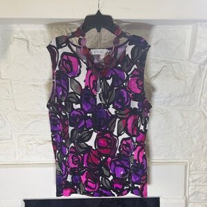 Kasper Purple and Pink Floral Tank Top
